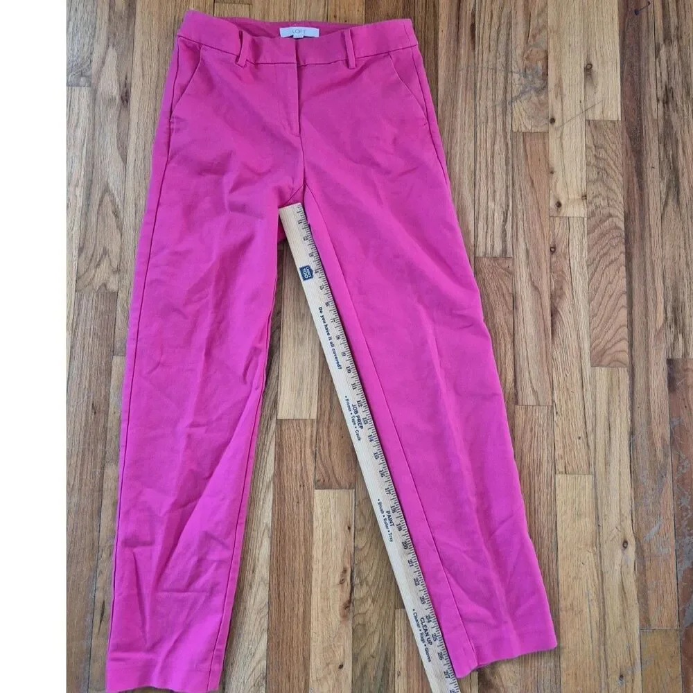 LOFT Magenta Cropped Straight-Leg Pants - Picture 6 of 10